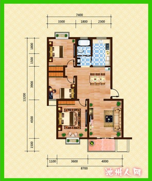 建筑面积约100平方户型图