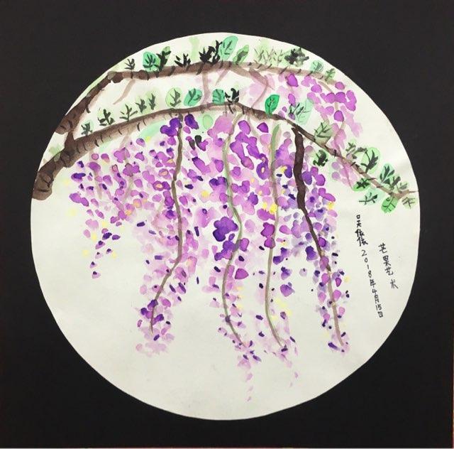 孩子画的紫藤花,喜欢的给他们点个赞!