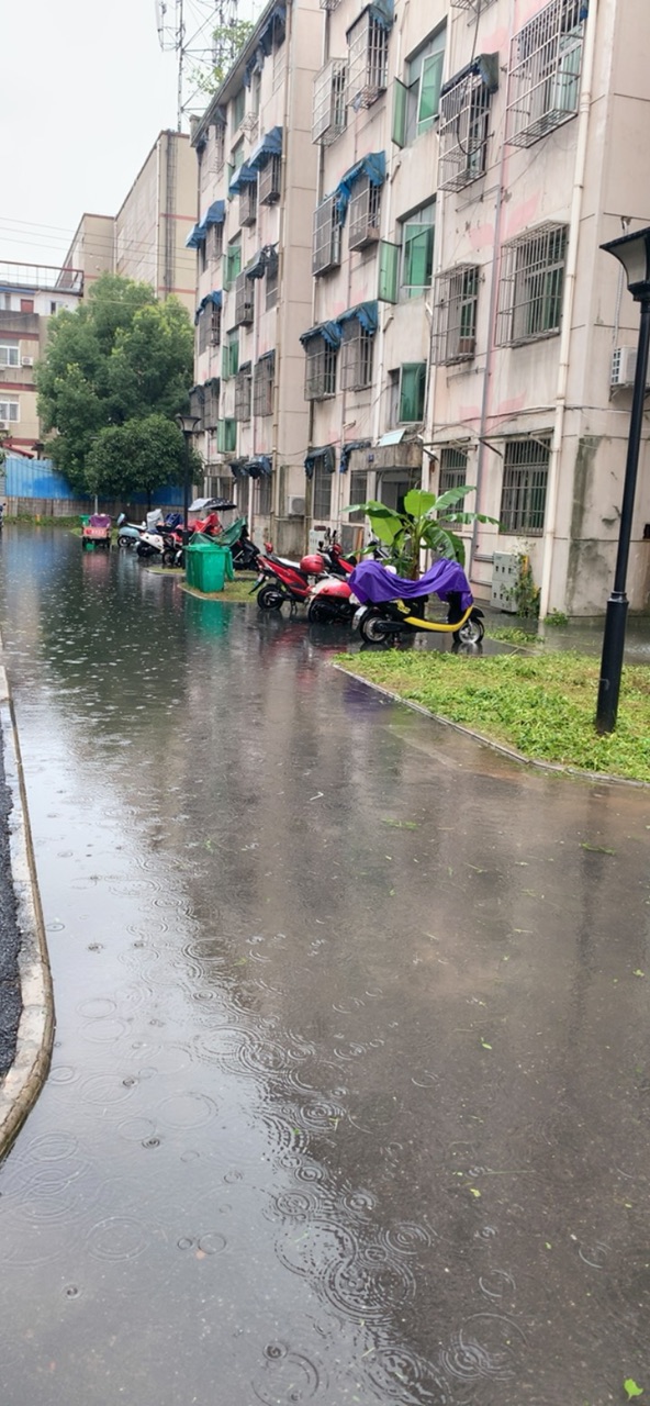 小区下雨照片图片